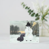 Scottie Dog und Snowman Postkarte (Stehend Vorderseite)