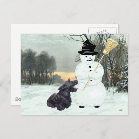 Scottie Dog und Snowman Postkarte (Vorne/Hinten)