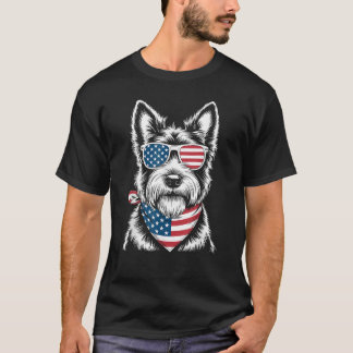 Scottie Dog USA-Flag-Sonnenbrille 4. Juli T-Shirt