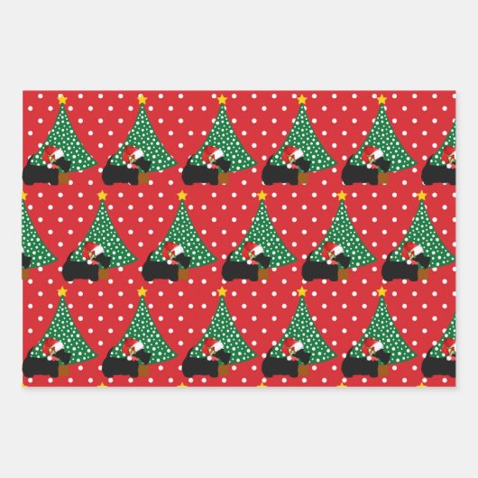 Scottie Dog Weihnachtsmannmütze 3 Koordinierung vo Geschenkpapier Set (Vorderseite 2)