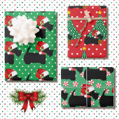 Scottie Dog Weihnachtsmannmütze 3 Koordinierung vo Geschenkpapier Set