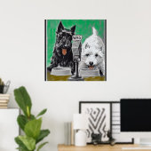 Scottie dogs Blackie and Whitie im Radio Poster (Heimbüro)
