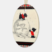 Scottie dogs Hund Happy New Year Keramikornament (Links)