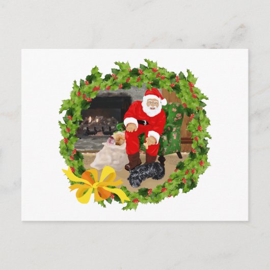 Scottie Dogs in Christmastime Feiertagspostkarte (Vorderseite)