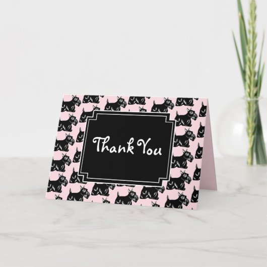 Scottie Dogs Light Pink and Black Danke Card (Vorderseite)