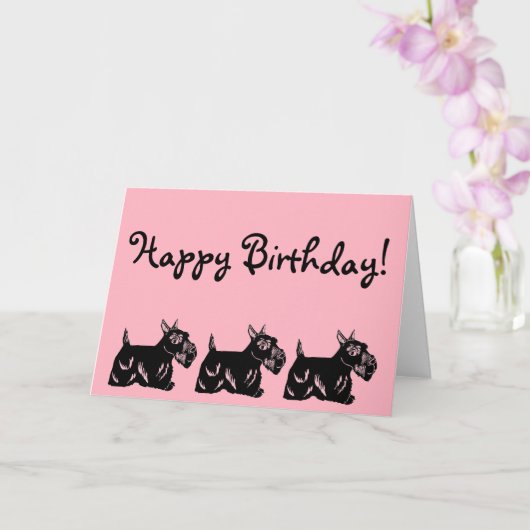 Scottie Dogs Pink Happy Birthday Card Karte (Orchidee)
