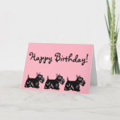 Scottie Dogs Pink Happy Birthday Card Karte (Vorderseite)