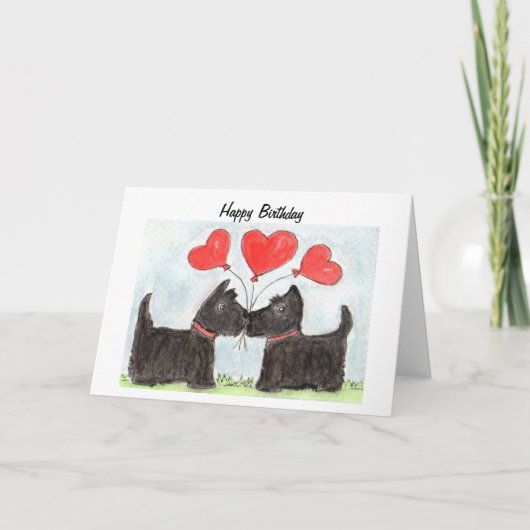 Scottie Dogs Scottish Terrier art Birthday Card Karte (Vorderseite)