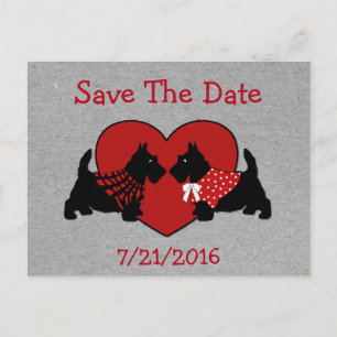 Scottie Dogs Wedding Save the Date Postcard Ankündigungspostkarte