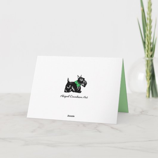Scottie Dogs with Bows Green Danke Card (Rückseite)