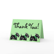 Scottie Dogs with Bows Green Danke Card