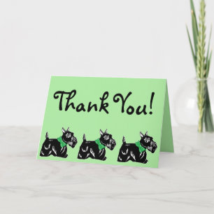 Scottie Dogs with Bows Green Danke Card