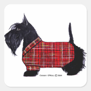 Scottie-Feiertags-Jacke Quadratischer Aufkleber