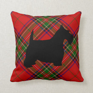 Scottie-Hund auf kariertem Kissen