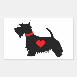 Scottie-Hund-Herz-Rechteck-Aufkleber Rechteckiger Aufkleber