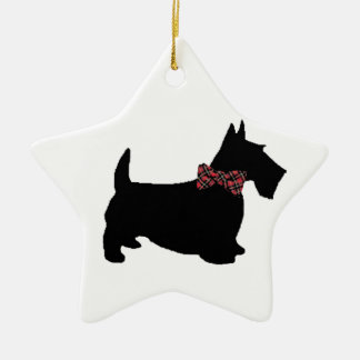 Scottie Hund in der Karierten Bow-Krawatte Keramikornament