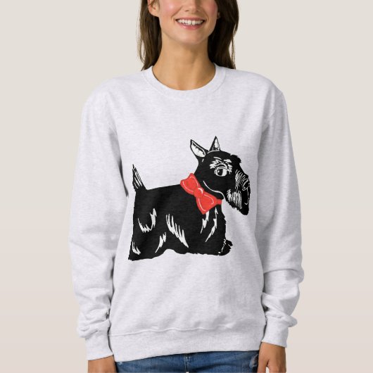 Scottie Hund mit Red Bow Women's Sweatshirt (Vorderseite)