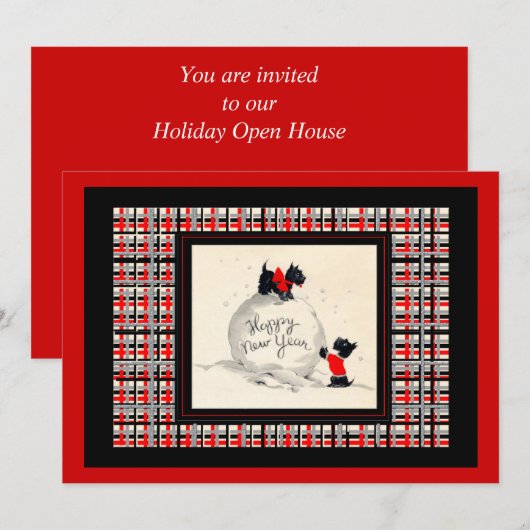 Scottie Hund Neujahrs-Open-House Einladung (Vorne/Hinten)