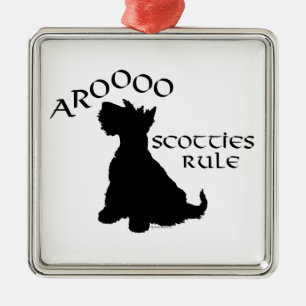 Scottie-Hund-Silhouette-Ornament Silbernes Ornament