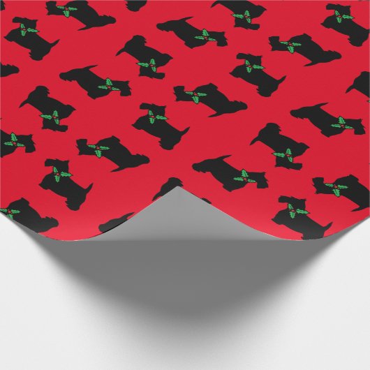 Scottie Hund und Holly Pattern Geschenkpapier (Ecke)