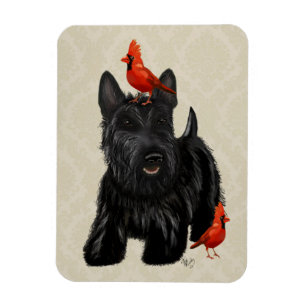 Scottie-Hund und rote Vögel Magnet