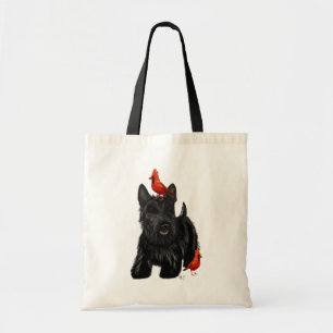 Scottie-Hund und rote Vögel Tragetasche