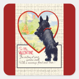 Scottie-Hund Valentinstag Scottish Terrier Quadratischer Aufkleber