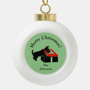 Scottie-Hund-Weihnachten personalisierter Ballschm Keramik Kugel-Ornament