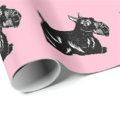 Scottie Hunde mit rosa Wrapping Paper Geschenkpapier (Rolleneckpunkt)