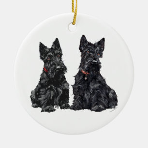 Scottie-Hunde-Weihnachtsbaumanhänger Keramik Ornament