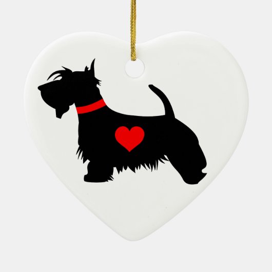 Scottie-Hundeherz-Verzierung Keramikornament (Hinten)