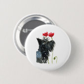 Scottie-Hunde'Mohnblumen Button (Vorne & Hinten)