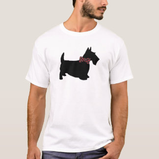 Scottie im karierten Bogen-Krawatten-T - Shirt