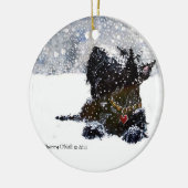 Scottie im Schnee Keramik Ornament (Links)