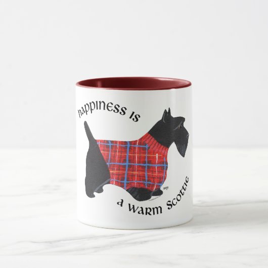 Scottie in Red & Blue Kariert Sweater Tasse (Zentrum)