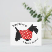 Scottie in Red Kariert Sweater Postkarte (Stehend Vorderseite)