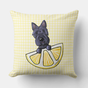 Scottie Lemon Cream Gingham Throw Pillow Kissen