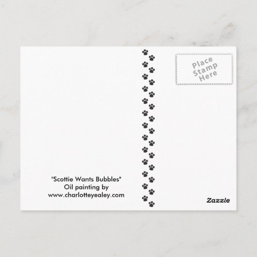 "Scottie Lieben Bubbles" Dog Art Postcard Postkarte (Rückseite)