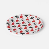 Scottie-Party 2 schwarz und Rot Pappteller (Schrägansicht)