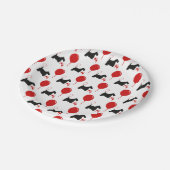 Scottie-Party-Schwarzes und Rot Pappteller (Schrägansicht)