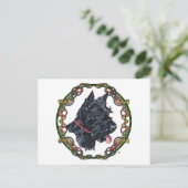 Scottie Portrait Celtic Knüpfarbeit Postkarte (Stehend Vorderseite)