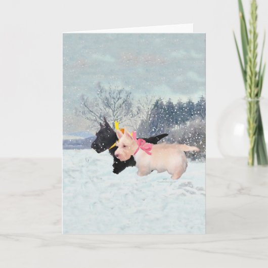 Scottie Pups Feiertagskarte (Vorderseite)