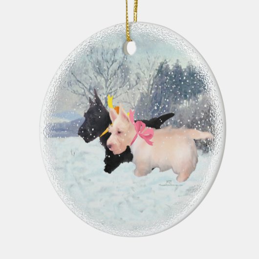Scottie Pups Keramikornament (Links)