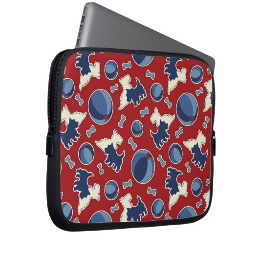 Scottie-Retro Muster-Fall Laptopschutzhülle (Vorne Rechts)