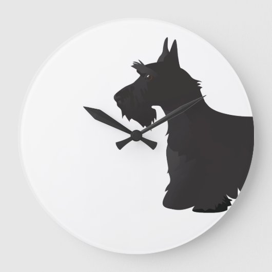 Scottie Scottish Terrier Basic Breed Silhouette Große Wanduhr (Vorderseite)