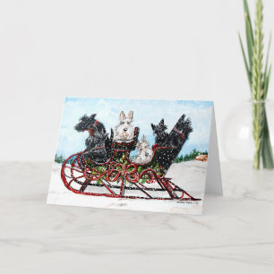 Scottie Sleigh Ride Feiertagskarte