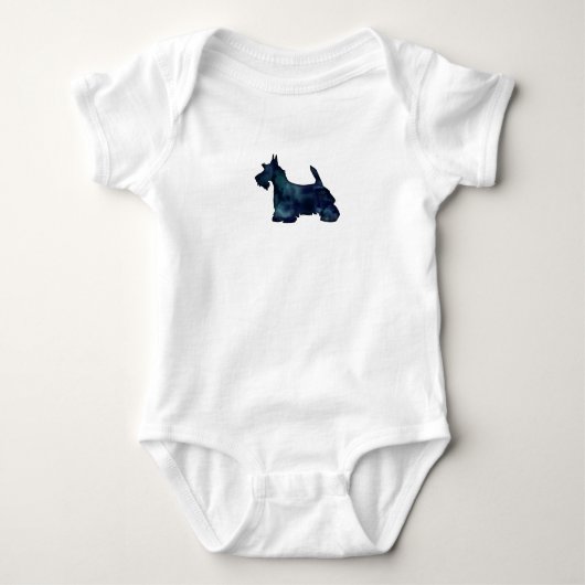 Scottie Terrier Black Watercolor Silhouette Baby Strampler (Vorderseite)