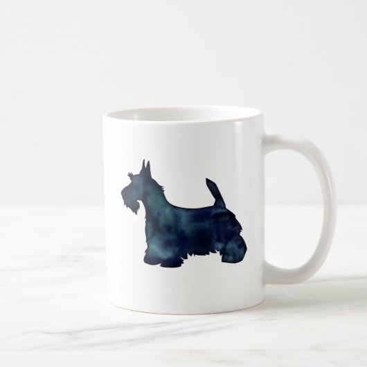 Scottie Terrier Black Watercolor Silhouette Kaffeetasse (Rechts)