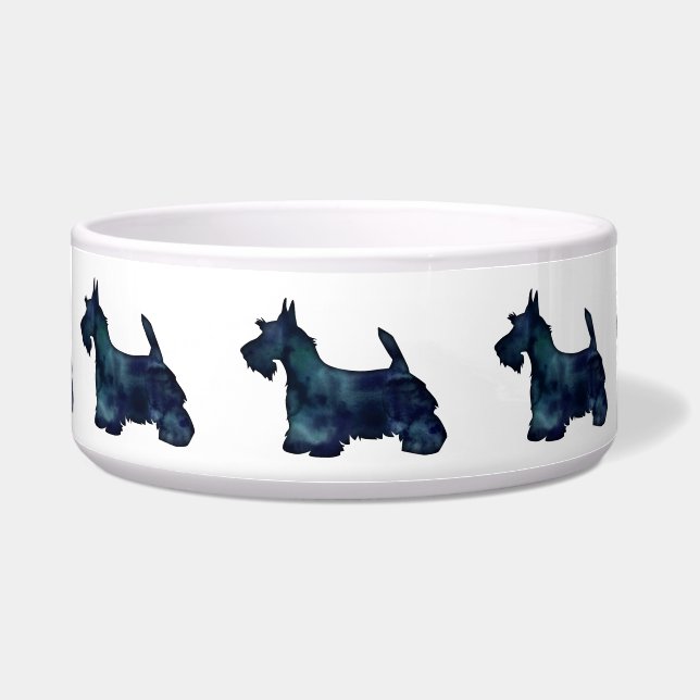 Scottie Terrier Black Watercolor Silhouette Napf (Vorderseite)