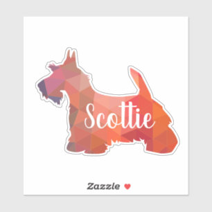 Scottie Terrier Geometric Muster SilhouetteOrange Aufkleber
